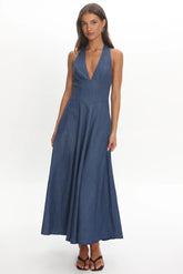 Riga Halterneck Maxi Dress Light Blue