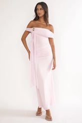 Evanthe Off-Shoulder Sash Maxi Dress Blush