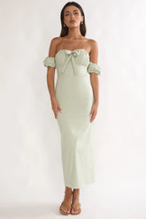 Maelis Off-Shoulder Puff Sleeve Maxi Dress Sage