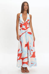 Riga Halterneck Maxi Dress Blue Multi