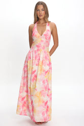 Endira Drop Waist Maxi Dress Floral Pink