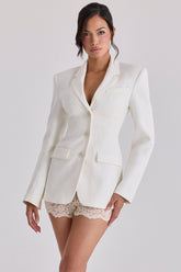 vintage ivory crepe hourglass blazer jacket