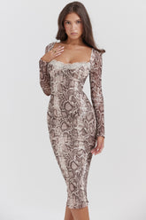 snake print corset dress