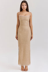 seapearl embellished maxi dress