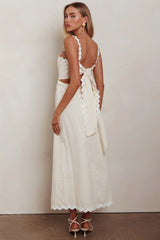 Montego Bay Ric Rac Strap Maxi Dress Oat