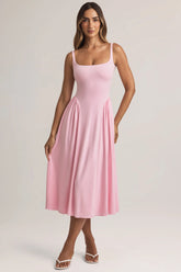 Modal A-Line Midaxi Dress in Pastel Pink
