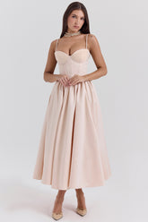 peach satin corset and skirt - sale