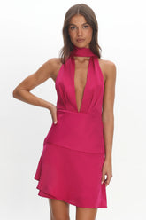 Tanya Halterneck Mini Dress Hot Pink