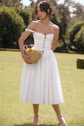 white broderie anglais & cotton midi dress