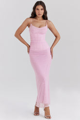 cotton candy corset maxi dress