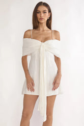Lillibet Bow Tied Bust Mini Dress White