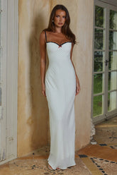 CHARLOTTE BUSTIER SLIP MAXI DRESS - IVORY/BLACK POLKA