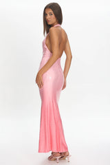 Koral Halter Sequin Maxi Dress Gradient Pink