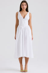 white cotton corset sundress