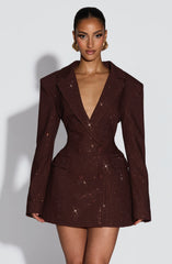 Elvira Mini Dress - Plum Brown Sparkle