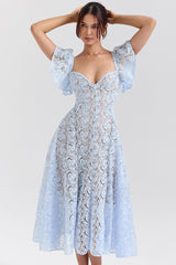 bluebell floral lace midi dress