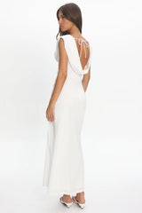Fermi Draped Shoulder Maxi Dress Off White