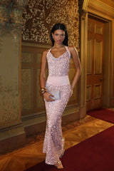 Cabernet Halter Maxi Dress Sequin Pink