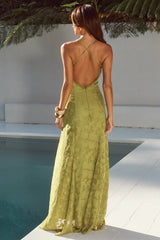 ELLERBY FRILL TRIM MAXI DRESS - OLIVE
