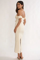 Maelis Off-Shoulder Puff Sleeve Maxi Dress Vanilla