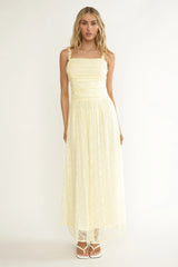 Dahlin Frill Strap Lace Overlay Maxi Dress Butter