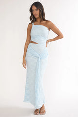 Luli One-Shoulder Cut-Out Maxi Dress Textured Light Blue