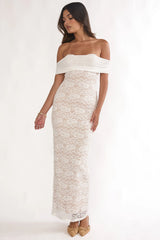 Jewelene Off-Shoulder Maxi Dress Lace White