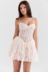 vintage cream lace mini dress
