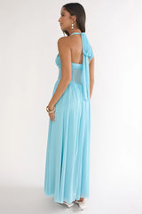 Jovella Halterneck Mesh Dress Blue