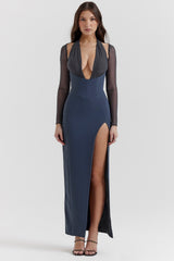 slate plunge maxi dress