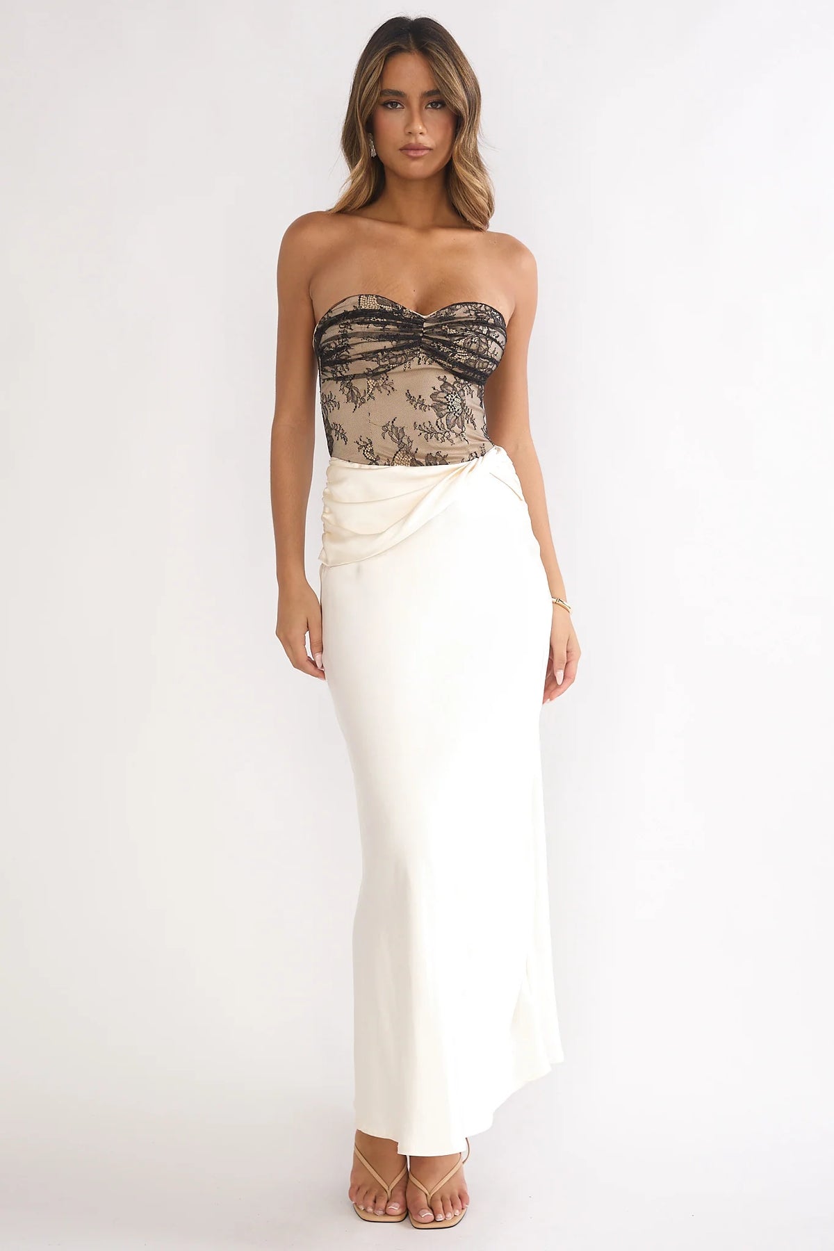Valoria Lace Bodice Maxi Dress Oyster