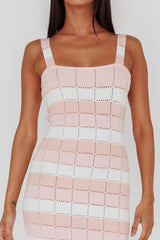 Chase The Sunrise Knit Midi Dress Striped Pink
