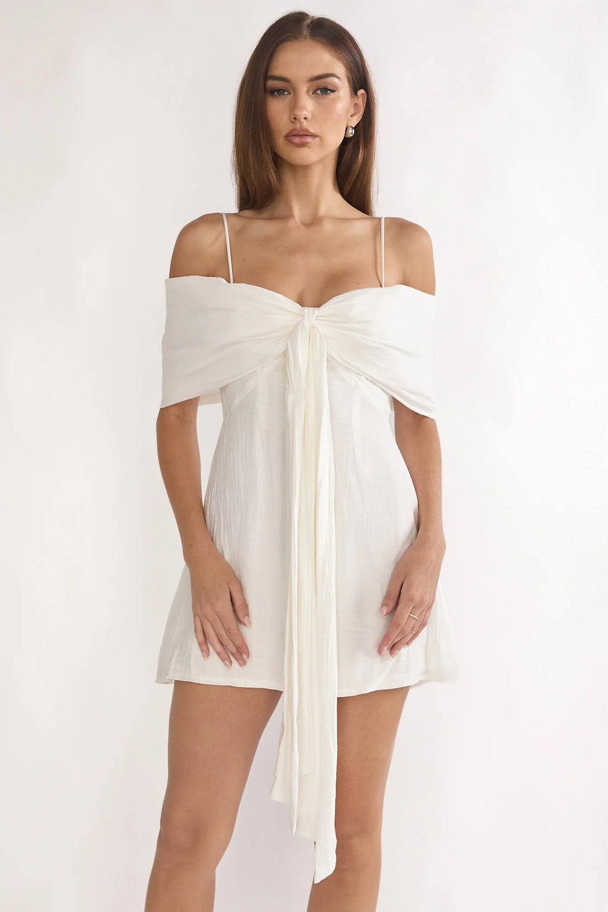 Lillibet Bow Tied Bust Mini Dress White